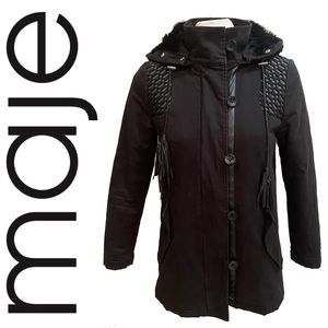 MAJE Gove Quilted Parka Coat with Braided Details